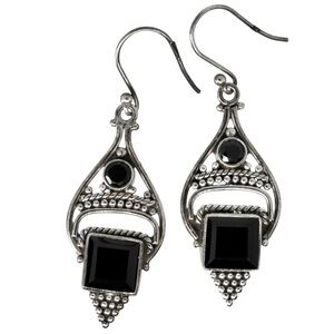 Black Onyx 925 Sterling Silver Teardrop Dangle Earrings Jewelry